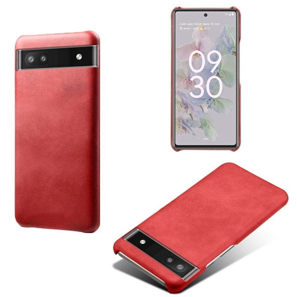 For Google Pixel 6a Calf Texture PC + PU Phone Case(Red)