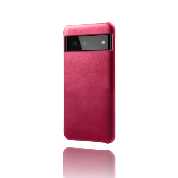 For Google Pixel 6 Calf Texture PC + PU Phone Case(Rose Red)