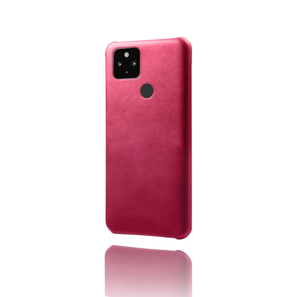 For Google Pixel 4a 5G Calf Texture PC + PU Phone Case(Rose Red)