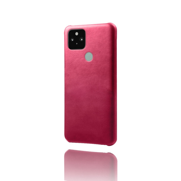 For Google Pixel 5 Calf Texture PC + PU Phone Case(Rose Red)