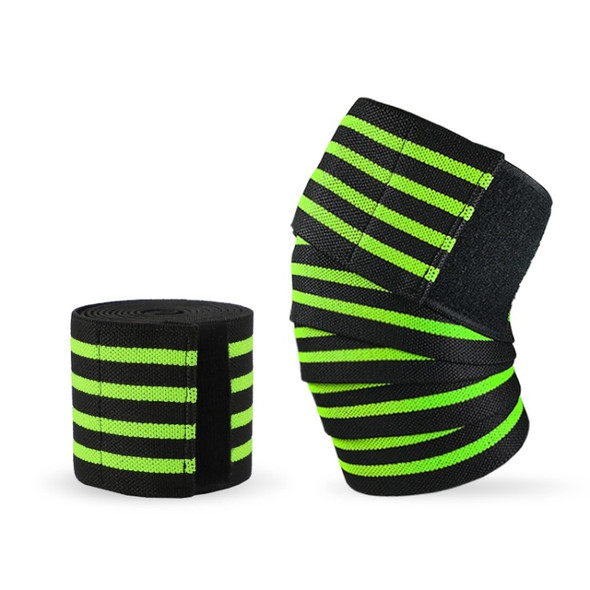 2 PCS Nylon Four Stripes Bandage Wrapped Sports Knee Pads(Black Green)