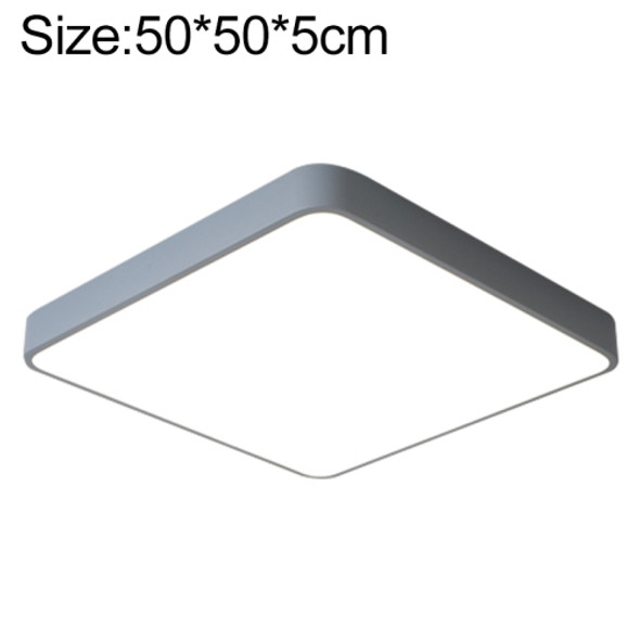 Macaron LED Square Ceiling Lamp, 3-Colors Light, Size:50cm(Grey)