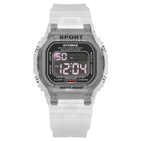 SYNOKE 9620 Couple Sports Plastic Strap Electronic Watch(Transparent Black)
