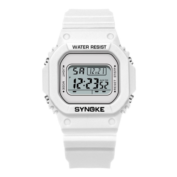SYNOKE 9620 Couple Sports Plastic Strap Electronic Watch(Angel White)