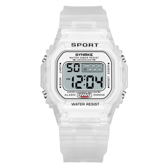 SYNOKE 9620 Couple Sports Plastic Strap Electronic Watch(Transparent White)