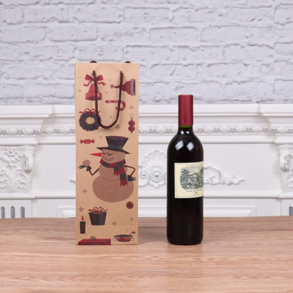 12 PCS Christmas Kraft Paper Gift Bag Wine Bottle Bag(Snowman)