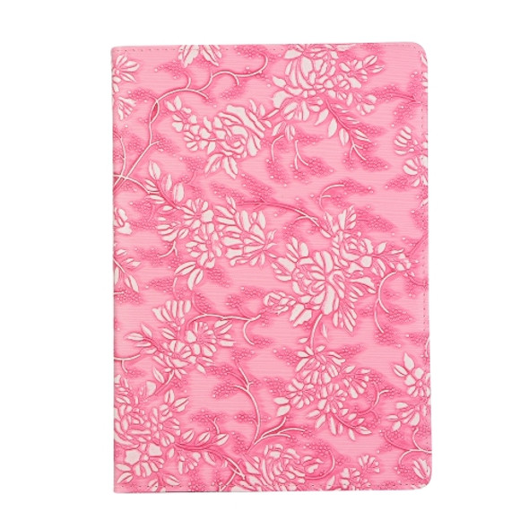 360 Degree Rotating Grape Texture Leather Case with Holder For iPad 4 / 3 / 2(Pink)