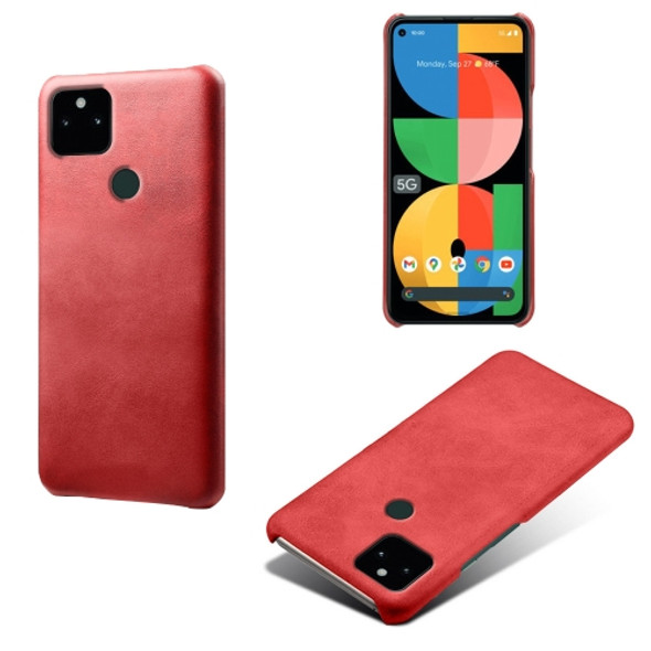 For Google Pixel 5a 5G Calf Texture PC + PU Phone Case(Red)