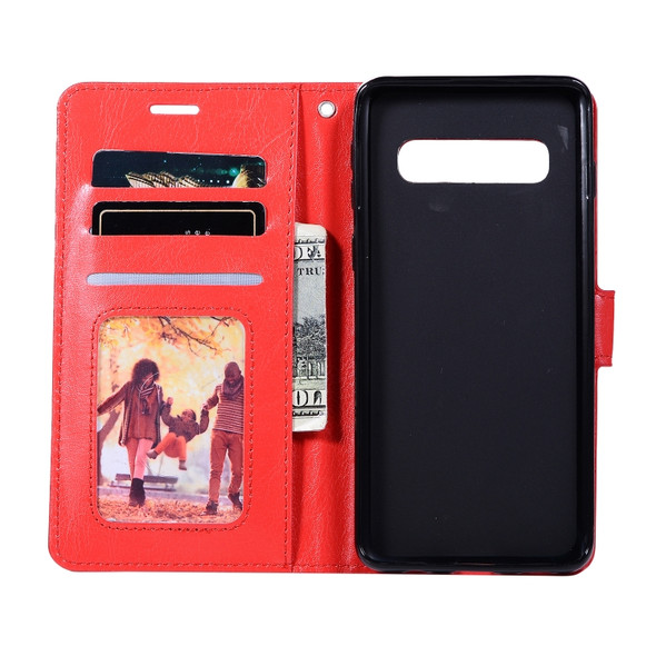 Crazy Horse Texture Horizontal Flip Leather Case with Holder & Card Slots & Wallet & Photo Frame for Galaxy S10(red)