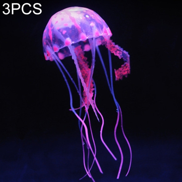 3 PCS Aquarium Articles Decoration Silicone Simulation Fluorescent Sucker Jellyfish, Size: 8*20cm (Pink)
