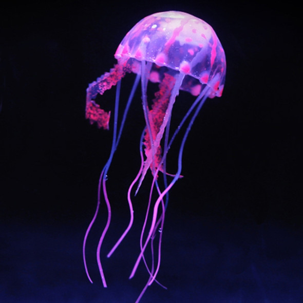 3 PCS Aquarium Articles Decoration Silicone Simulation Fluorescent Sucker Jellyfish, Size: 8*20cm (Pink)