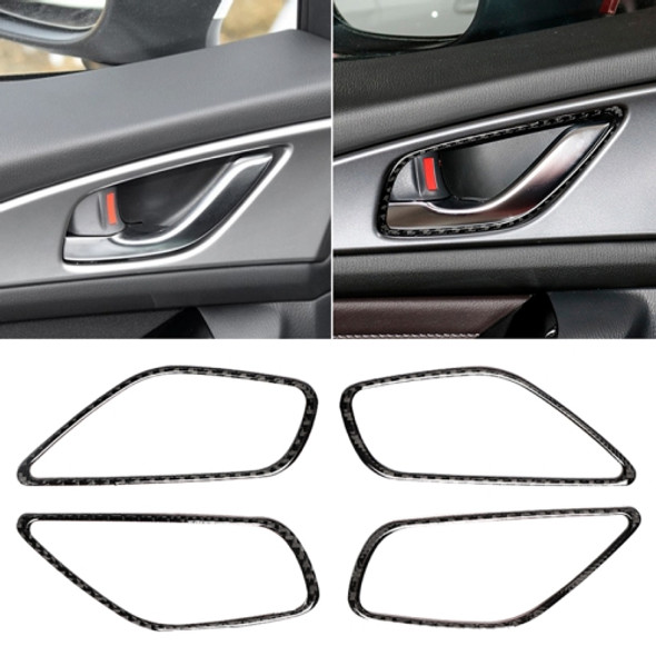 4 PCS Car Carbon Fiber Door Inner Handle Frame Decorative Sticker for Mazda Axela 2014 / 2017-2018