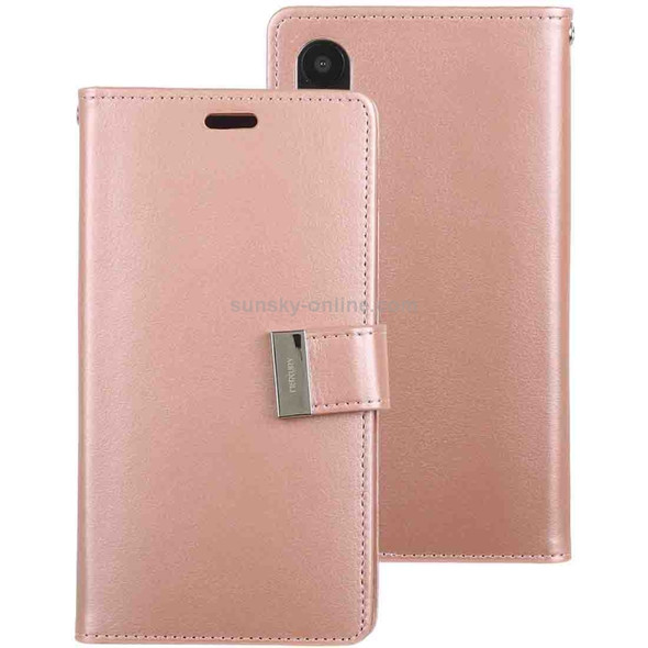 GOOSPERY RICH DIARY Crazy Horse Texture Horizontal Flip Leather Case for iPhone XR, with Card Slots & Wallet (Rose Gold)
