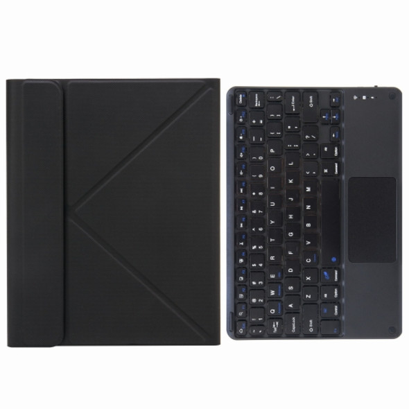 H-097C Touch Bluetooth Keyboard Leather Case with Rear Three-fold Holder For iPad 9.7 2018 & 2017(Black)