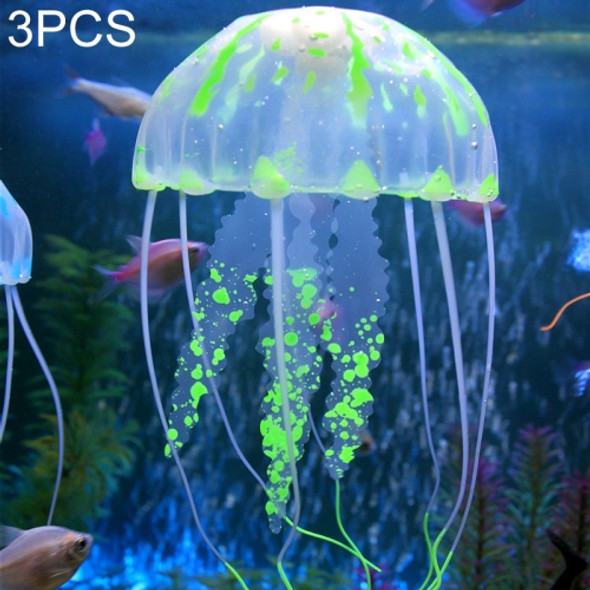 3 PCS Aquarium Articles Decoration Silicone Simulation Fluorescent Sucker Jellyfish, Size: 8*20cm (Green)