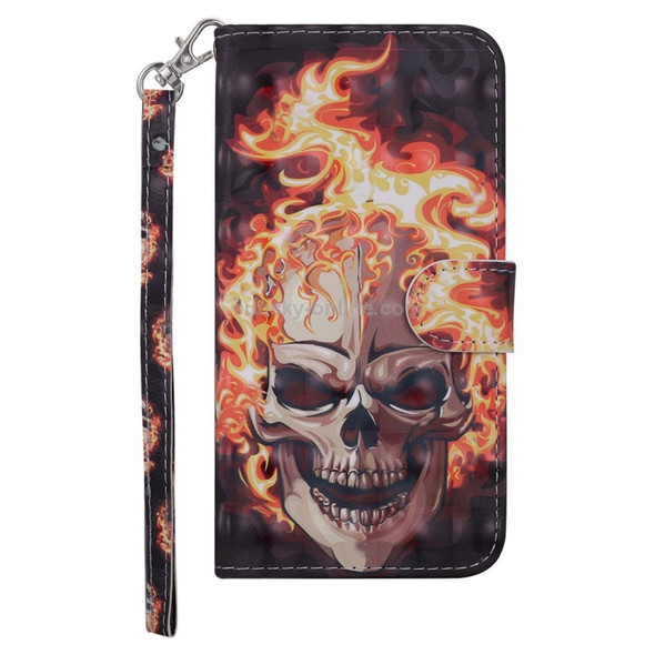 Flame Skull Pattern Colored Drawing Horizontal Flip Leather Case for Huawei P30 Lite, with Holder & Card Slots & Wallet & Lanyard