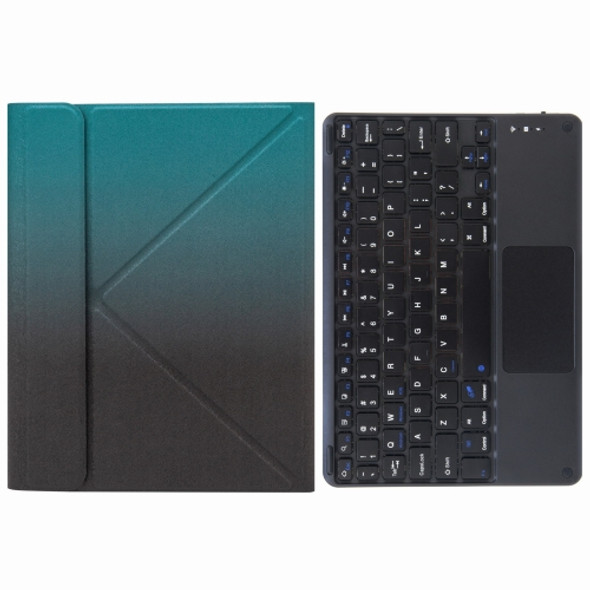 H-102C Touch Bluetooth Keyboard Leather Case with Rear Three-fold Holder For iPad 10.2 2020 & 2019 / Pro 10.5 inch(Dark Night Green)