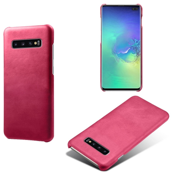 For Samsung Galaxy S10+ Calf Texture  PC + PU Phone Case(Rose Red)