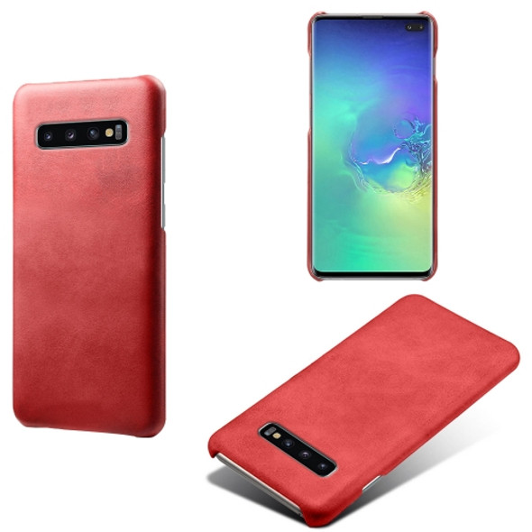 For Samsung Galaxy S10+ Calf Texture  PC + PU Phone Case(Red)