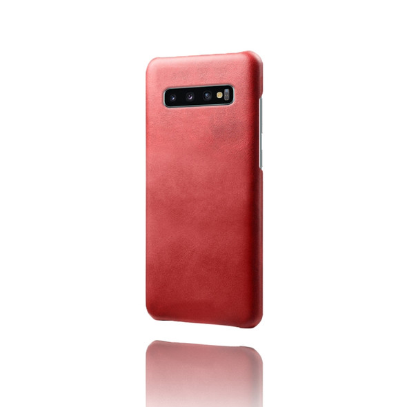 For Samsung Galaxy S10+ Calf Texture  PC + PU Phone Case(Red)