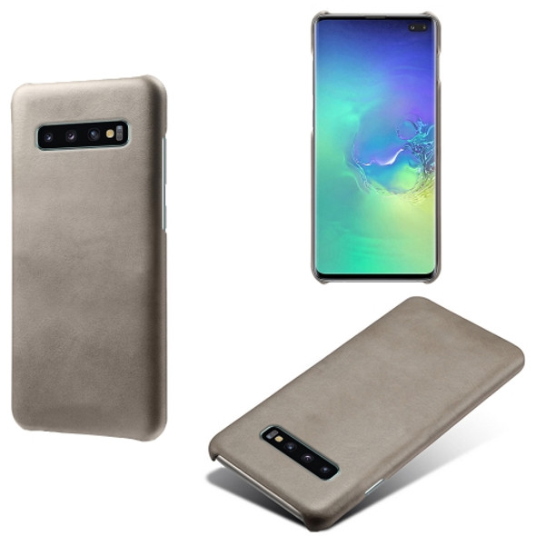 For Samsung Galaxy S10+ Calf Texture  PC + PU Phone Case(Grey)