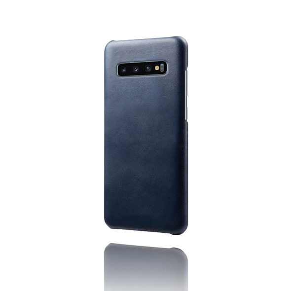 For Samsung Galaxy S10+ Calf Texture  PC + PU Phone Case(Blue)