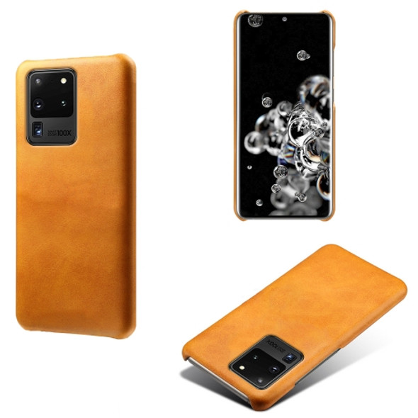 For Samsung Galaxy S20 Ultra Calf Texture  PC + PU Phone Case(Orange)