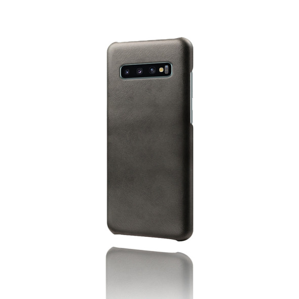 For Samsung Galaxy S10+ Calf Texture  PC + PU Phone Case(Black)