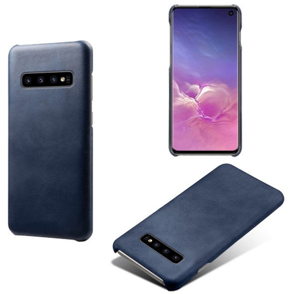 For Samsung Galaxy S10 Calf Texture  PC + PU Phone Case(Blue)