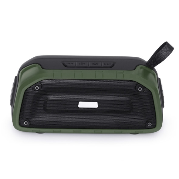 New Rixing NR-906 TWS Waterproof Bluetooth Speaker Support Hands-free Call / FM with Handle(Army Green)