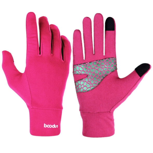 BOODUN B271054 Outdoors Ridding Full Finger Gloves Mountaineering Silicone Sliding Touch Screen Gloves, Size: M(Rose Red)