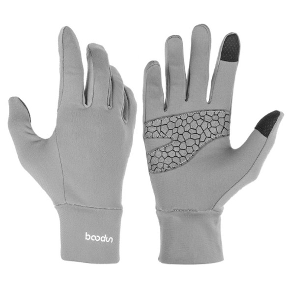 BOODUN B271054 Outdoors Ridding Full Finger Gloves Mountaineering Silicone Sliding Touch Screen Gloves, Size: L(Grey)