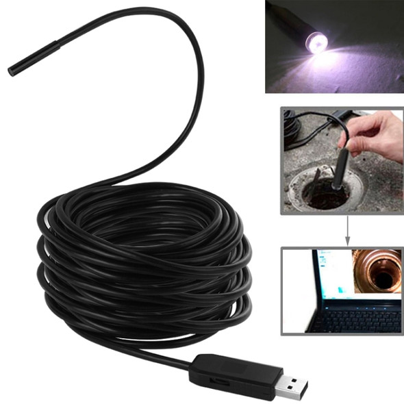 Waterproof USB Endoscope Inspection Camera with 6 LED, Length: 15m, Lens Diameter: 5.5mm(Black)