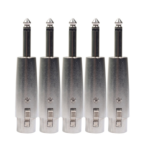 5 PCS LZ1167 6.35mm Single Track Male Head to XRL Female Audio Adapter Plug (Silver)