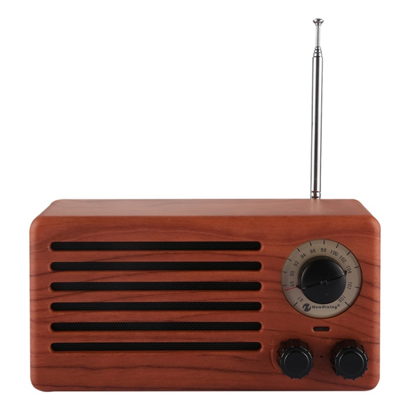 New Ri Xing NR-3013 Portable Wood Texture Retro FM Radio Wireless Bluetooth Stereo Speaker with Antenna, For Mobile Phones / Tablets / Laptops, Support Hands-free Call & TF Card & AUX Input & USB Drive Slot, Bluetooth Distance: 10m