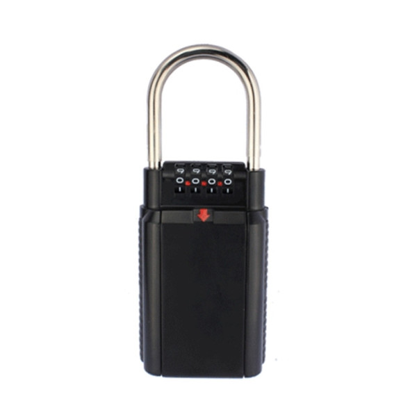 Installation-Free Combination Lock Key Box Metal Four Digits With Lock Hook Hanging Key Combination Box(Black)