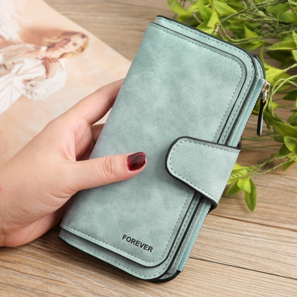 B821 Ladies Frosted Coin Purse PU Leather Clutch Multi-Purpose Long Wallet Large Capacity Card Case(Green)