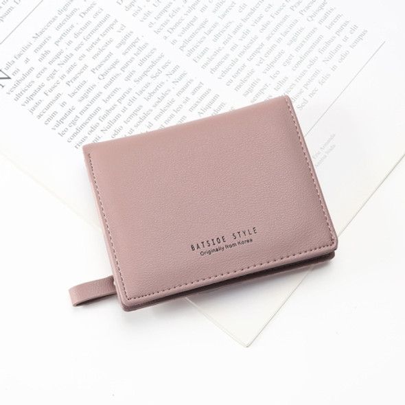 BATSIOE Short Type Ladies Wallet Small Fresh Two-Fold Student Bag Simple Multi-Card Coin Purse(Lotus Pink)