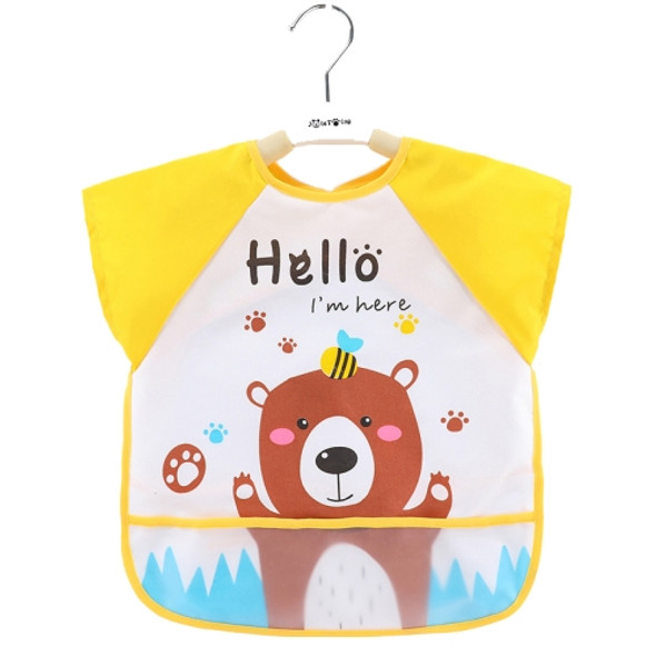 2 PCS Baby Eating Gown Children Waterproof Apron, Colour: Sleeveless Yellow Bear(110cm)