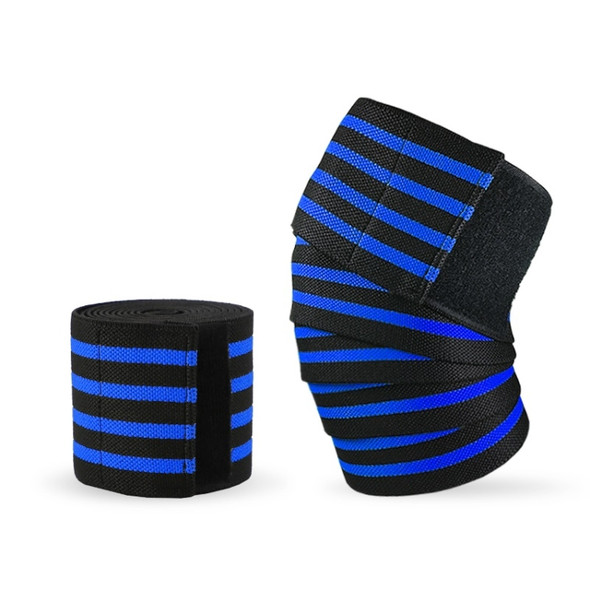 2 PCS Nylon Four Stripes Bandage Wrapped Sports Knee Pads(Black Royal Blue)