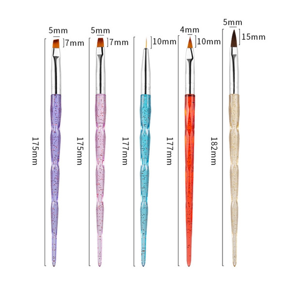 3 Sets Nail Pen Set Phototherapy Drawline Pen Painted Pen Flash Powder Pen Rod Smudge Carving Pen,Style: 5 In 1