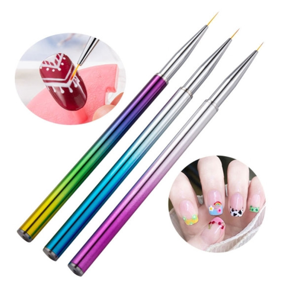 3 Sets 3-in-1 Color Titanium Nail Pen Color Drawing Pen Drawing Flower Nail Tool(7/9/11mm)