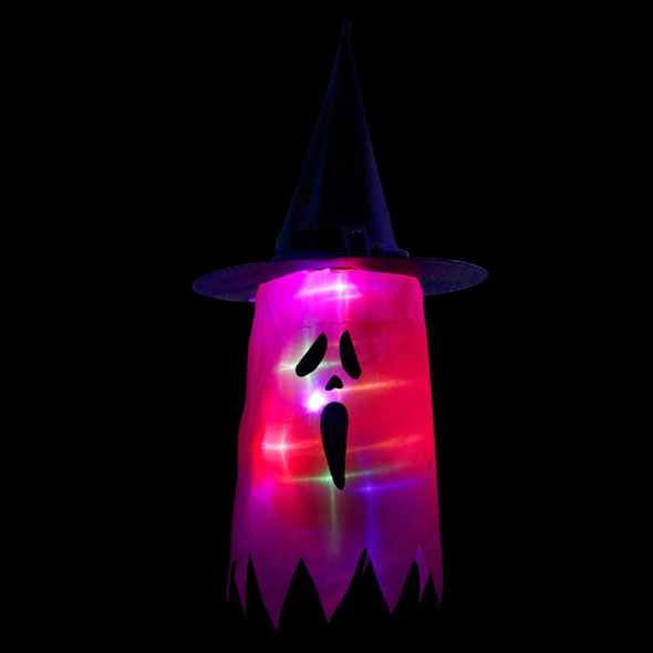 2 PCS Halloween Decoration Props Color Luminous Pendant Witch Hat(Rose Red)