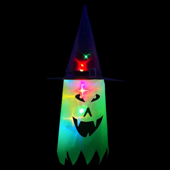 2 PCS Halloween Decoration Props Color Luminous Pendant Witch Hat(Green)