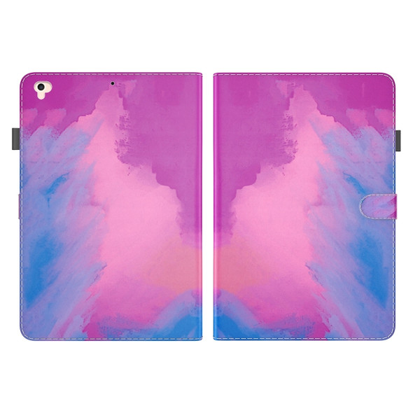 Watercolor Pattern Skin Feel Magnetic Horizontal Flip PU Leather Case with Holder & Card Slots & Photo Frame & Sleep / Wake-up Function For iPad 9.7 (2018 & 2017) / Air 2 / Air(Purple Red)