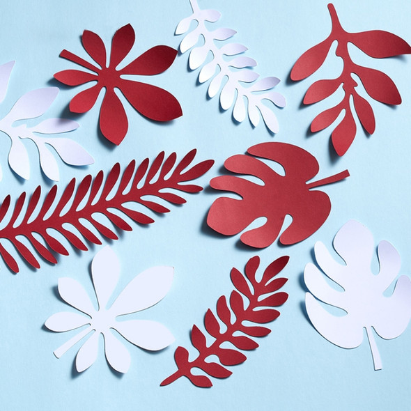 10 in 1 Creative Paper Cutting Shooting Props Tree Leaves Papercut Jewelry Cosmetics Background Photo Photography Props(Milky White)