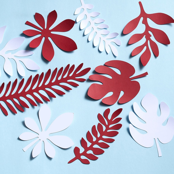 10 in 1 Creative Paper Cutting Shooting Props Tree Leaves Papercut Jewelry Cosmetics Background Photo Photography Props(Wine Red)