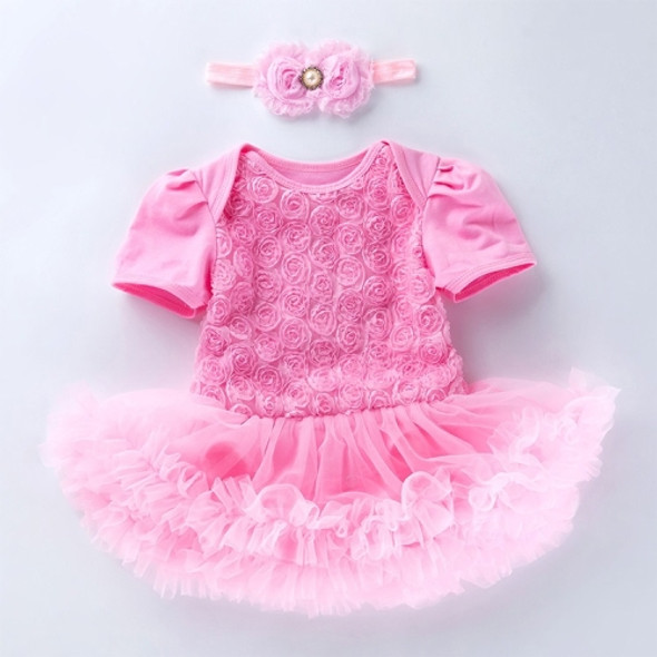 Compound Rose Dress Two-piece Baby Romper Tutu Skirt (Color:Pink Size:80)