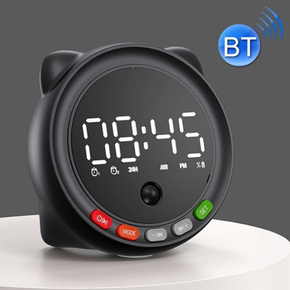 FF-G60Q Cute Bluetooth Speaker Alarm Clock Support FM / TF Card Wireless Mini Clock(Black)