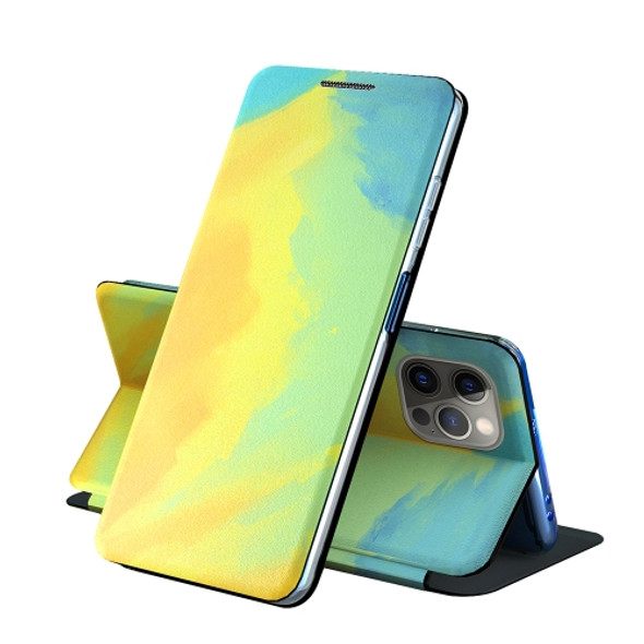 For iPhone 11 Pro Voltage Watercolor Pattern Skin Feel Magnetic Horizontal Flip PU Leather Case with Holder(Yellow)